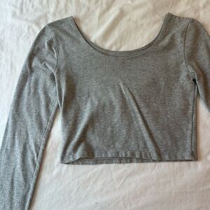 Brandy Melville Gray Fitted Long Sleeve Bodysuit